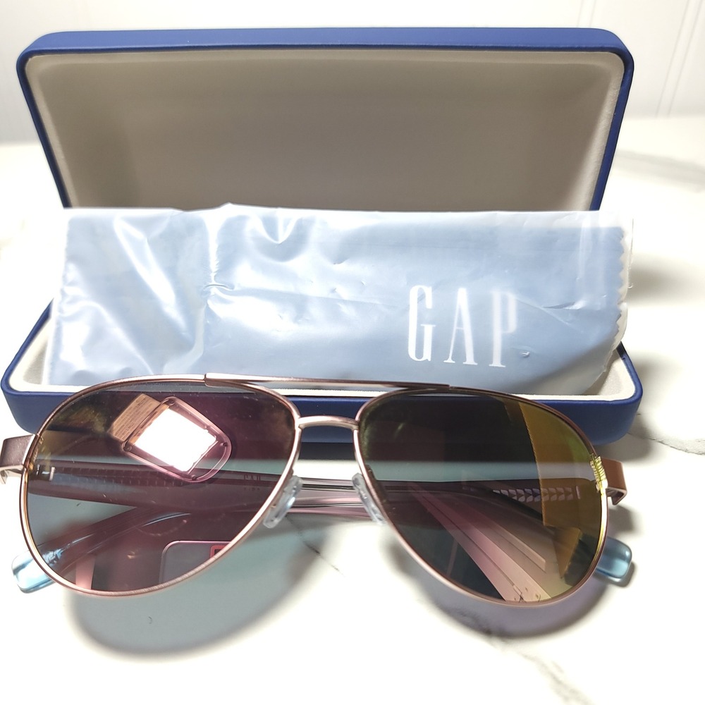 Gap Kids Aviator Sunglasses Rose Gold Metal Frames SGP201 55-12-135 With Case